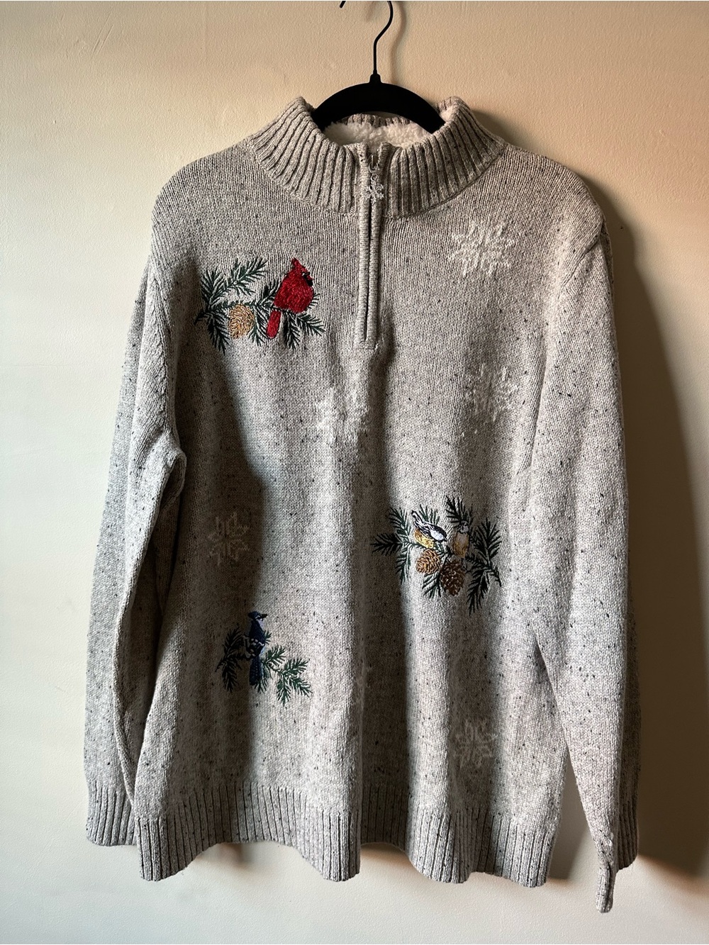 NWT Christopher and Banks Embroidered Bird Sweater
